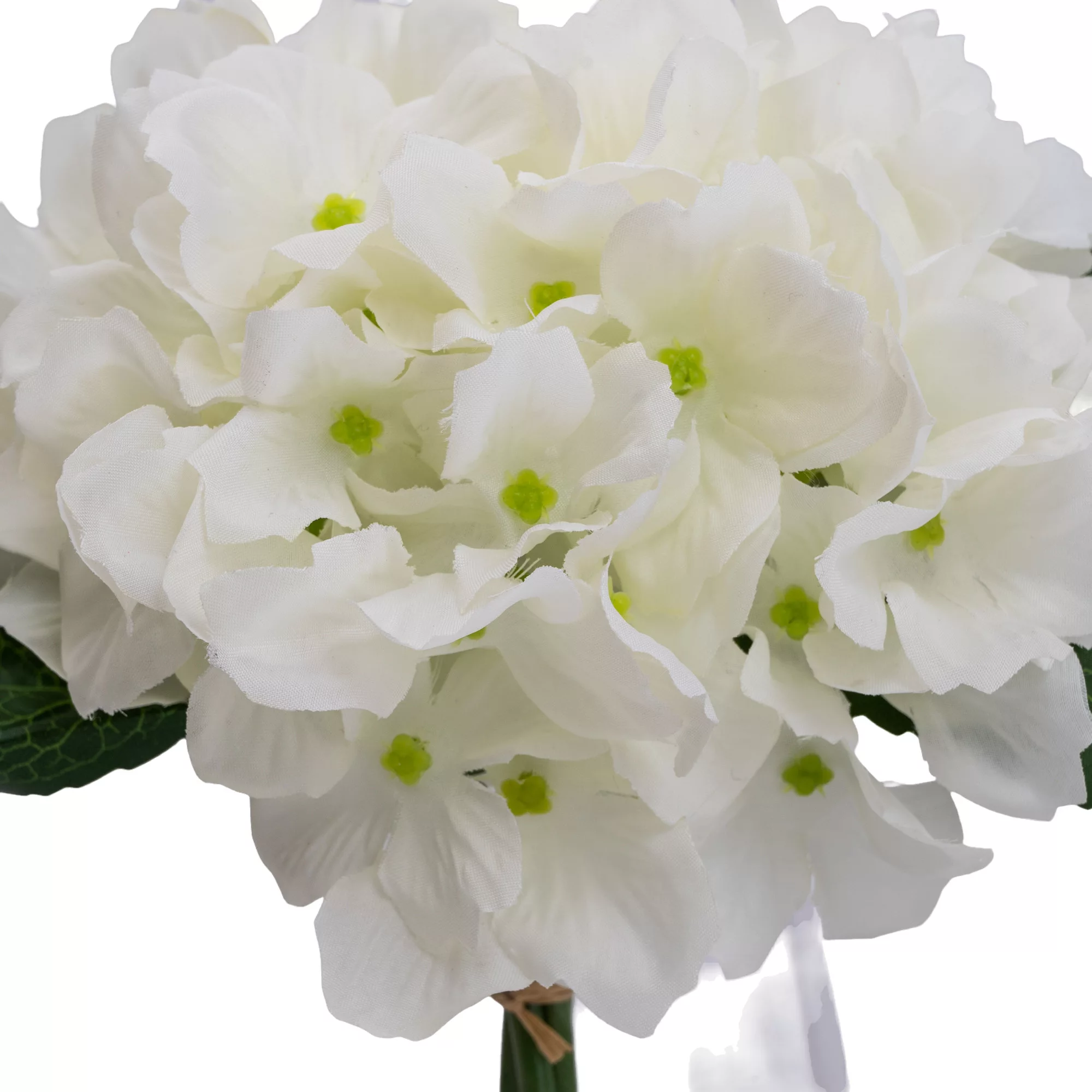 17cm White Hydrangeas Artificial Plant In Clear Glass Vase 4 17cm White Hydrangeas Artificial Plant In Clear Glass Vase - Image 2