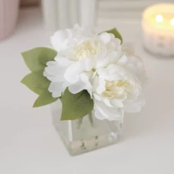 19cm White Roses Artificial Plant In Clear Square Glass Vase 7 19cm White Roses Artificial Plant In Clear Square Glass Vase -Greenie Shop 19cm white roses artificial plant in clear square glass vase5010795682690 01i