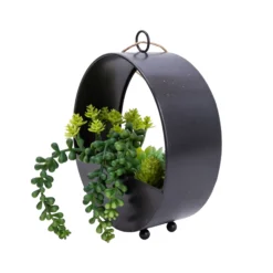 23cm Succulent Artificial Plant In Black Metal Pot -Greenie Shop 23cm succulent artificial plant in black metal pot5010795682485 03c bq