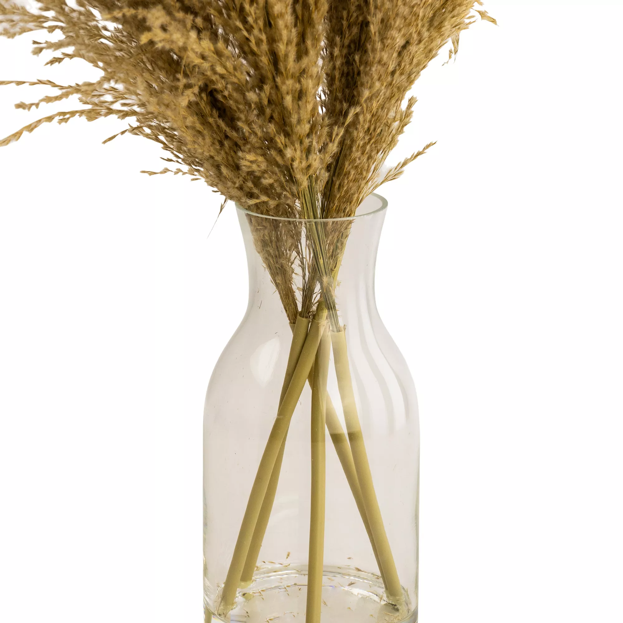 49cm Natural Pampas Grass Artificial Plant In Clear Glass Vase 4 49cm Natural Pampas Grass Artificial Plant In Clear Glass Vase - Image 2