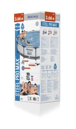 Bestway Steel Pro Max Polyvinyl Chloride (PVC) Family Swimming Pool (W) 3.97m X (L) 3.66m -Greenie Shop bestway steel pro max polyvinyl chloride pvc family swimming pool w 3 97m x l 3 66m6942138981889 04c bq
