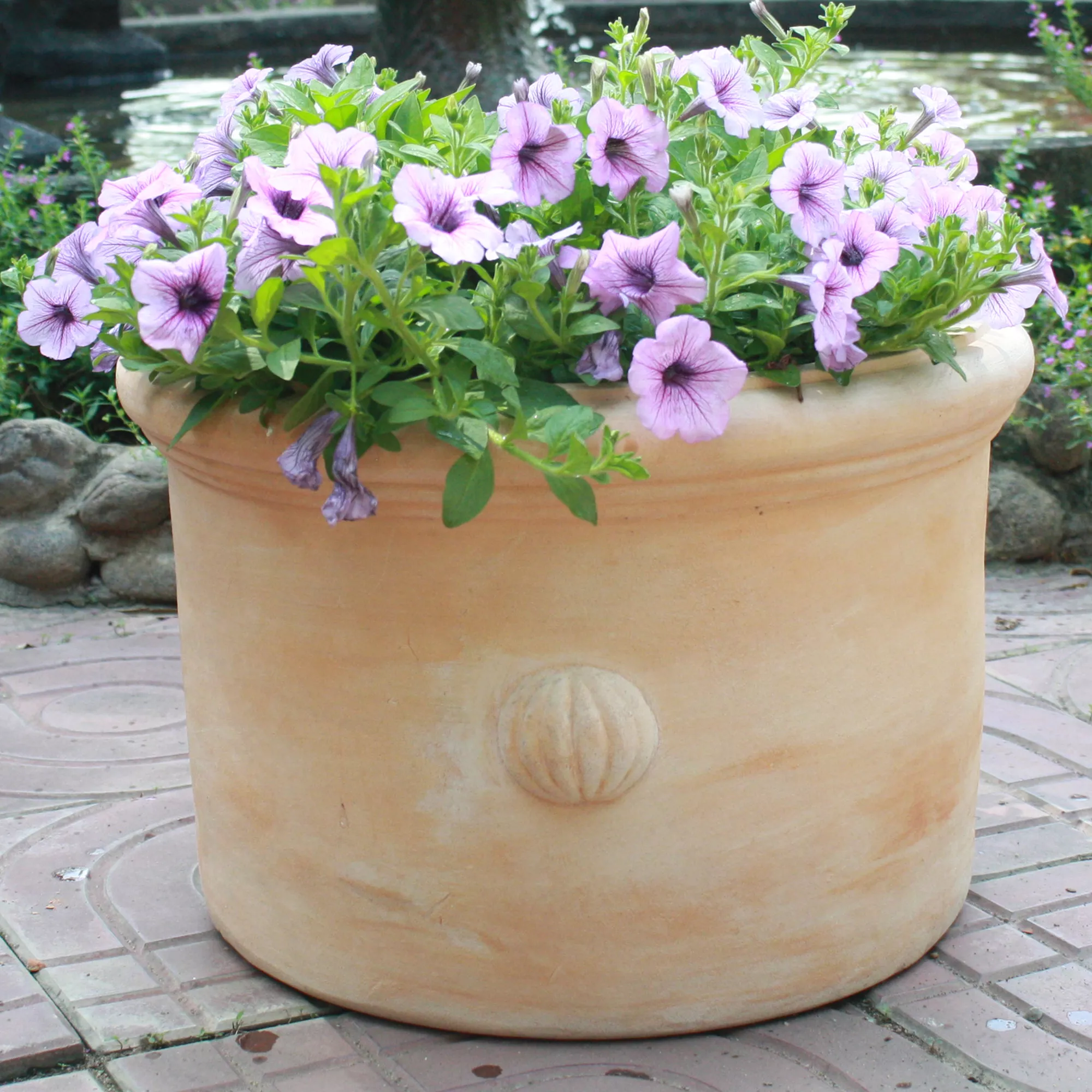 Blooma Mali White Washed Terracotta Circular Plant Pot (Dia)40cm 4 Blooma Mali White Washed Terracotta Circular Plant Pot (Dia)40cm - Image 2
