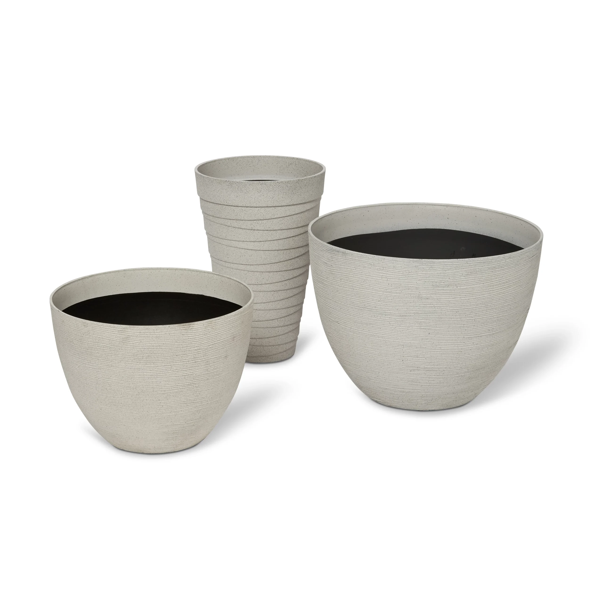 Blooma Momoka Taupe Stone Effect Plastic Circular Plant Pot (Dia)50cm 4 Blooma Momoka Taupe Stone Effect Plastic Circular Plant Pot (Dia)50cm - Image 2