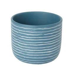 Blue Coral Clay Striped Round Plant Pot (Dia)20cm