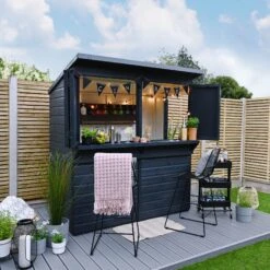 Forest Garden 6x3 Ft Pent Shiplap Garden Bar With Single Door -Greenie Shop forest garden 6x3 ft pent shiplap garden bar with single door5013053184066 02i bq