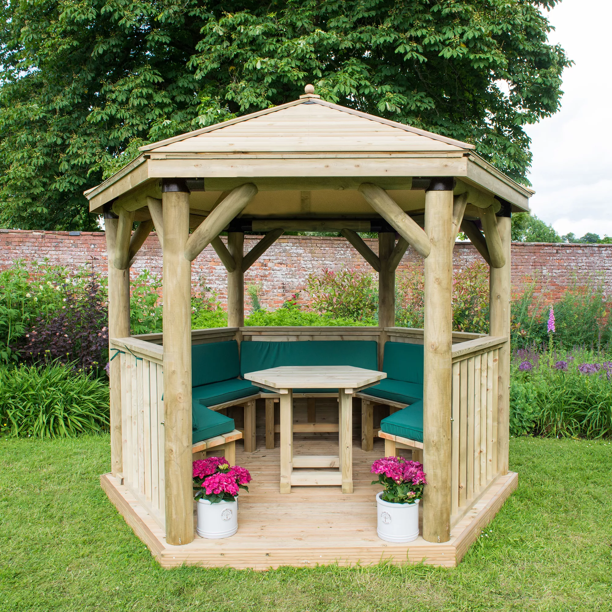 Forest Garden Furnished Hexagonal Gazebo, (W)3.3m (D)2.84m 3 Forest Garden Furnished Hexagonal Gazebo, (W)3.3m (D)2.84m