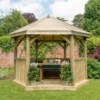 Forest Garden Furnished Hexagonal Gazebo, (W)3.78m (D)3.27m -Greenie Shop forest garden furnished hexagonal gazebo w 3 78m d 3 27m5013053172469 01i