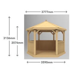 Forest Garden Furnished Hexagonal Gazebo, (W)3.78m (D)3.27m -Greenie Shop forest garden furnished hexagonal gazebo w 3 78m d 3 27m5013053172469 01t