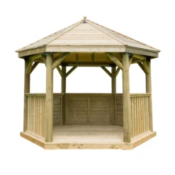 Forest Garden Hexagonal Gazebo, (W)3.78m (D)3.27m -Greenie Shop forest garden hexagonal gazebo w 3 78m d 3 27m5013053163382 02c bq