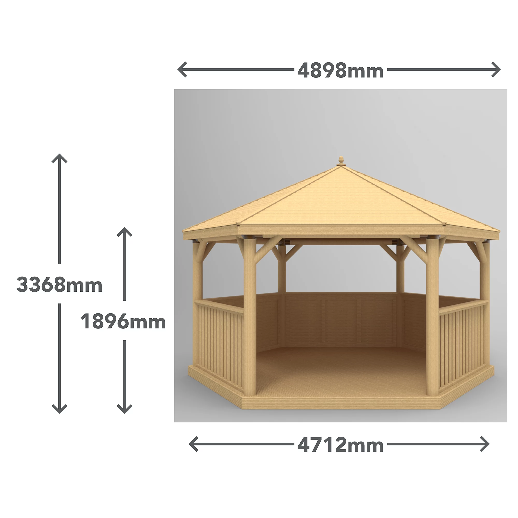 Forest Garden Hexagonal Gazebo With Cedar Roof, (W)4.9m (D)4.24m 11 Forest Garden Hexagonal Gazebo With Cedar Roof, (W)4.9m (D)4.24m - Image 9