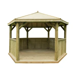 Forest Garden Hexagonal Gazebo With Timber Roof, (W)4.26m (D)3.69m 19 Forest Garden Hexagonal Gazebo With Timber Roof, (W)4.26m (D)3.69m -Greenie Shop forest garden hexagonal gazebo with timber roof w 4 26m d 3 69m5013053163412 02c bq