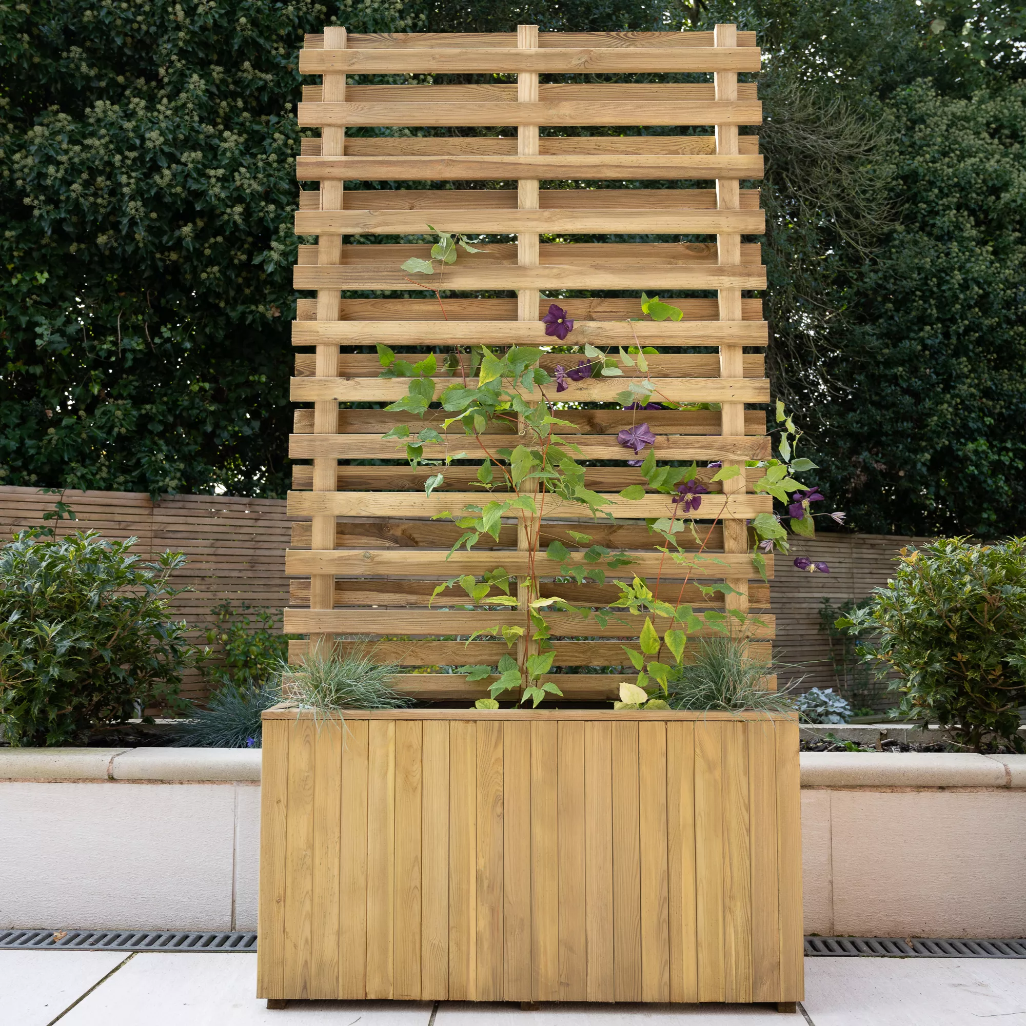 Forest Garden Living Screen Natural Timber Rectangular Planter (H) 180cm X (W) 90cm 4 Forest Garden Living Screen Natural Timber Rectangular Planter (H) 180cm X (W) 90cm - Image 2