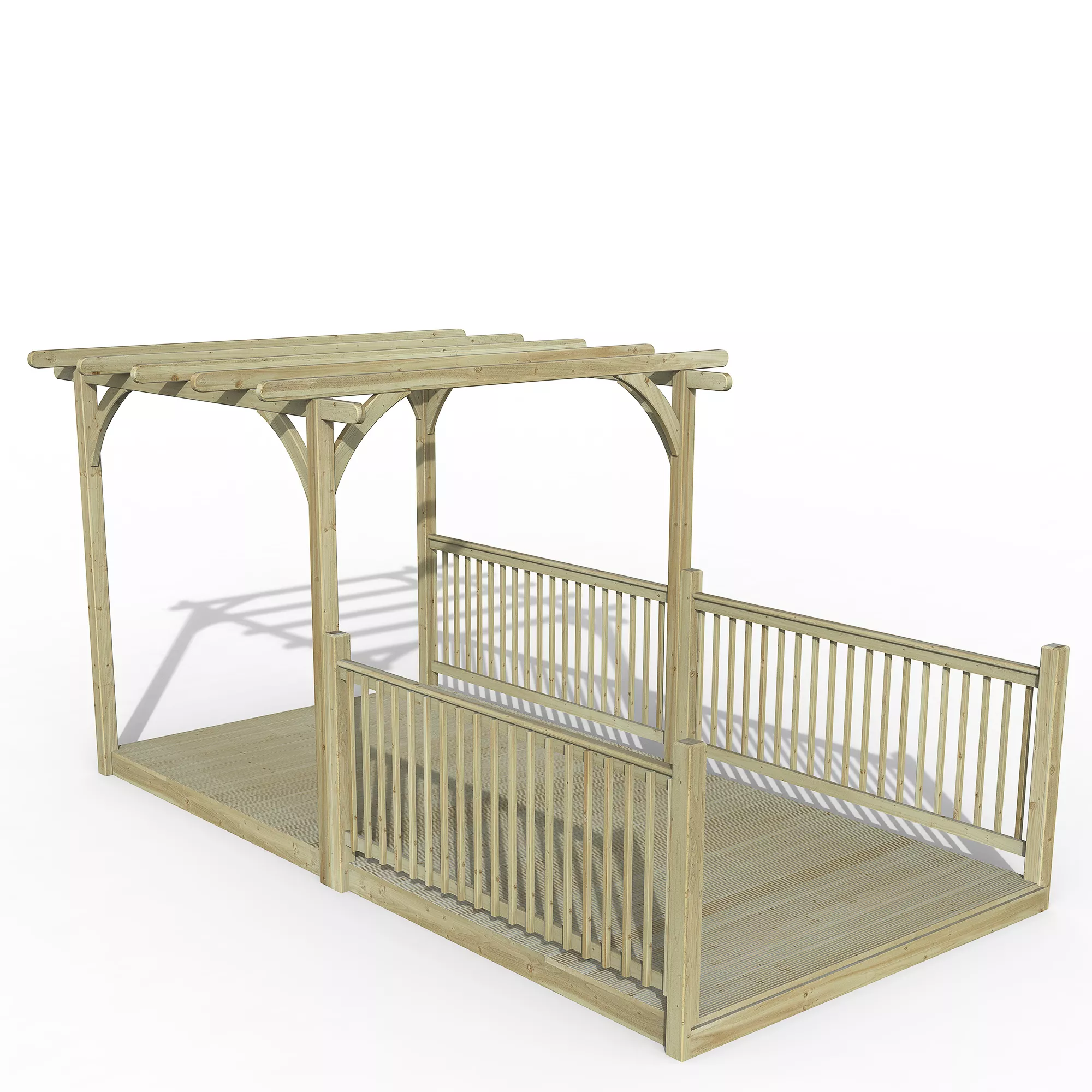Forest Garden Natural Pergola & Decking Kit, X4 Post X3 Balustrade (H) 2.5m X (W) 5.2m 3 Forest Garden Natural Pergola & Decking Kit, X4 Post X3 Balustrade (H) 2.5m X (W) 5.2m