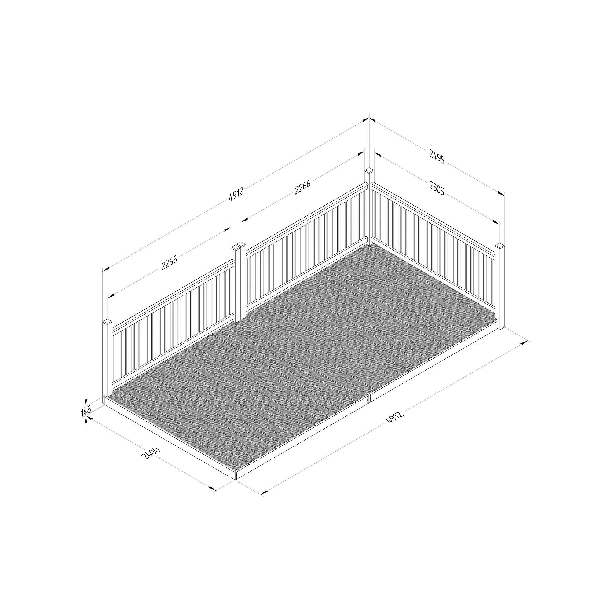 Forest Garden Softwood Decking Kit,, X5 Post X3 Balustrade (L) 1.31m X (W) 4.91m 4 Forest Garden Softwood Decking Kit,, X5 Post X3 Balustrade (L) 1.31m X (W) 4.91m - Image 2