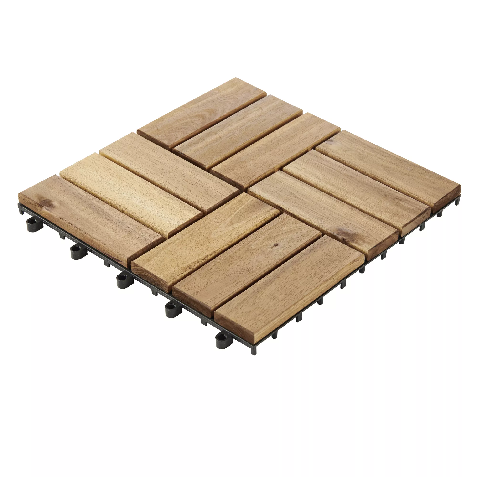 GoodHome Lempa Brown Acacia Clippable Deck Tile (L)0.3m (W)300mm (T)24mm, Pack Of 4 7 GoodHome Lempa Brown Acacia Clippable Deck Tile (L)0.3m (W)300mm (T)24mm, Pack Of 4 - Image 5