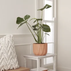 GoodHome Lummi Natural Terracotta Geometric Stripes Circular Plant Pot (Dia)20.5cm -Greenie Shop goodhome lummi natural terracotta geometric stripes circular plant pot dia 20 5cm5059340327945 01i