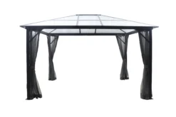 GoodHome Yallis Ebony Rectangular Gazebo, (W)3m (D)3.65m - Assembly Required -Greenie Shop goodhome yallis ebony rectangular gazebo w 3m d 3 65m assembly required5059340125527 02c
