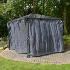 Palram - Canopia 3K Series Grey Polyester (PES) Gazebo Curtain, Pack Of 4 (L)2170mm (W)3660mm -Greenie Shop palram canopia 3k series grey polyester pes gazebo curtain pack of 4 l 2170mm w 3660mm7290108130744 01i