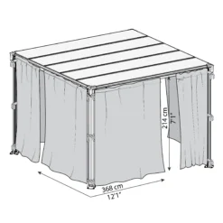 Palram - Canopia 3K Series Grey Polyester (PES) Gazebo Curtain, Pack Of 4 (L)2170mm (W)3660mm -Greenie Shop palram canopia 3k series grey polyester pes gazebo curtain pack of 4 l 2170mm w 3660mm7290108130744 01t