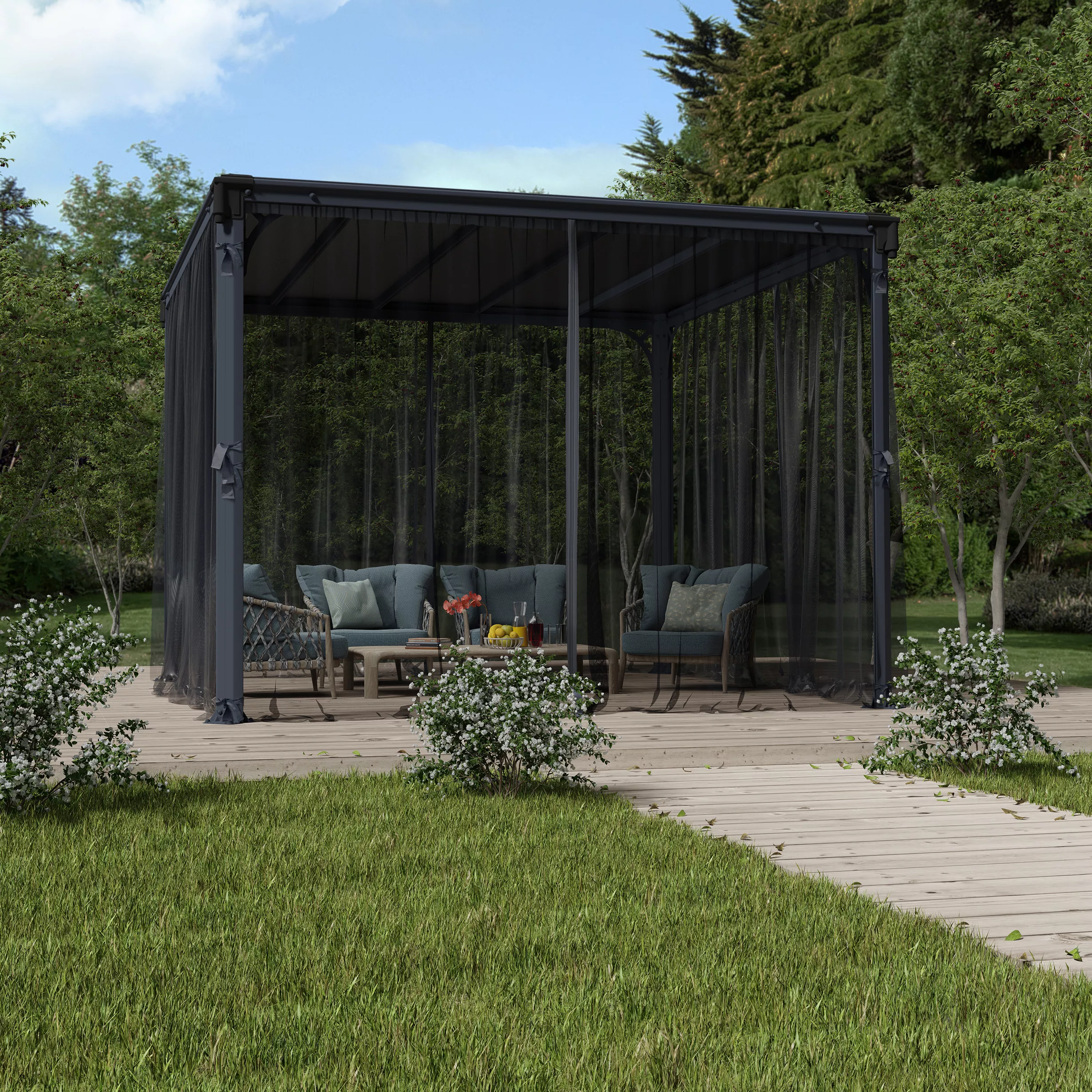 Palram - Canopia 3K Series Grey Polyester (PES) Gazebo Netting, Pack Of 6 (L)2170mm (W)3660mm 4 Palram - Canopia 3K Series Grey Polyester (PES) Gazebo Netting, Pack Of 6 (L)2170mm (W)3660mm - Image 2