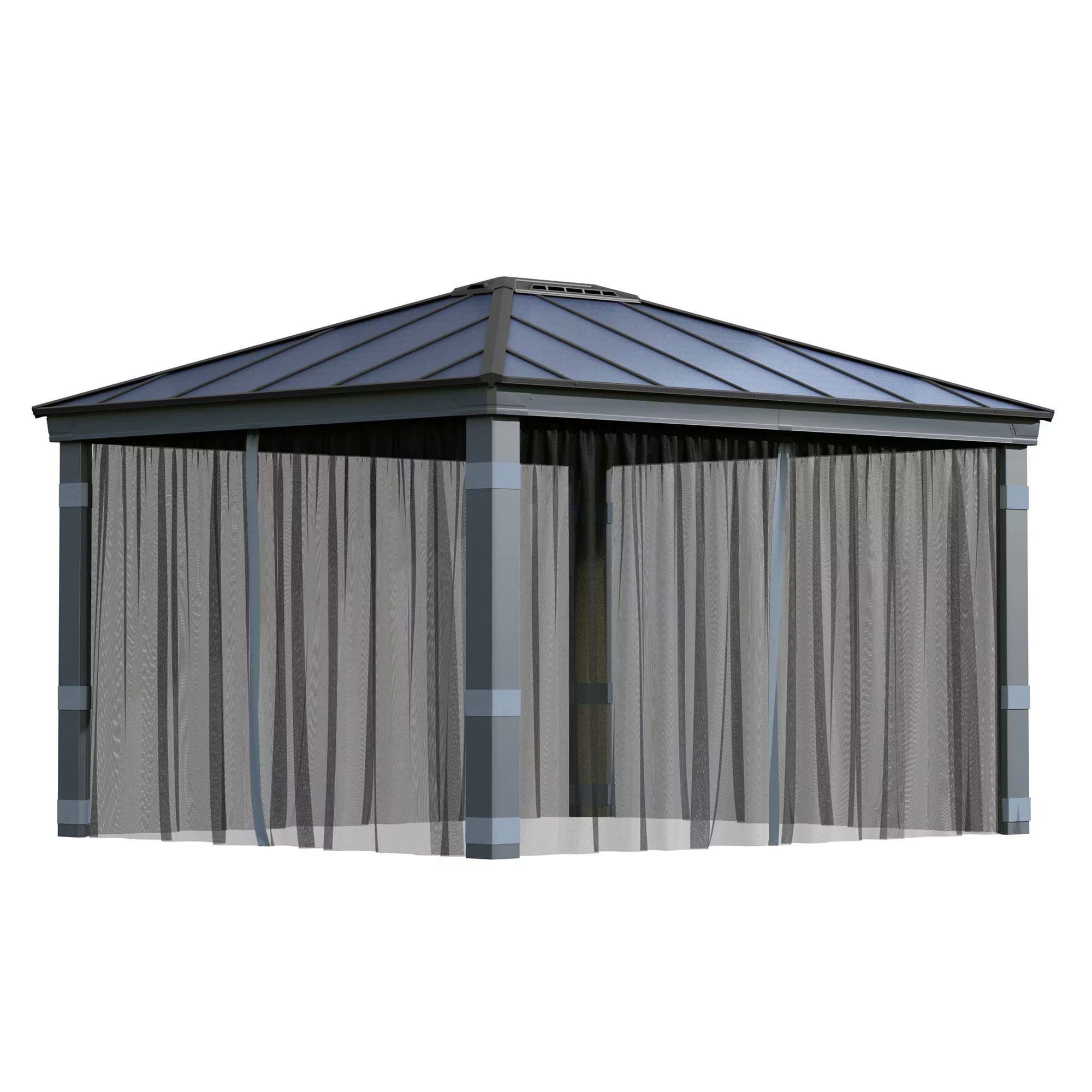 Palram - Canopia Dallas Grey Polyester (PES) Gazebo Netting, Pack Of 4 (L)2120mm (W)4090mm 3 Palram - Canopia Dallas Grey Polyester (PES) Gazebo Netting, Pack Of 4 (L)2120mm (W)4090mm