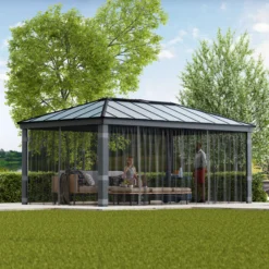 Palram - Canopia Dallas Grey Polyester (PES) Gazebo Netting, Pack Of 4 (L)2120mm (W)5070mm -Greenie Shop palram canopia dallas grey polyester pes gazebo netting pack of 4 l 2120mm w 5070mm7290108602722 02i