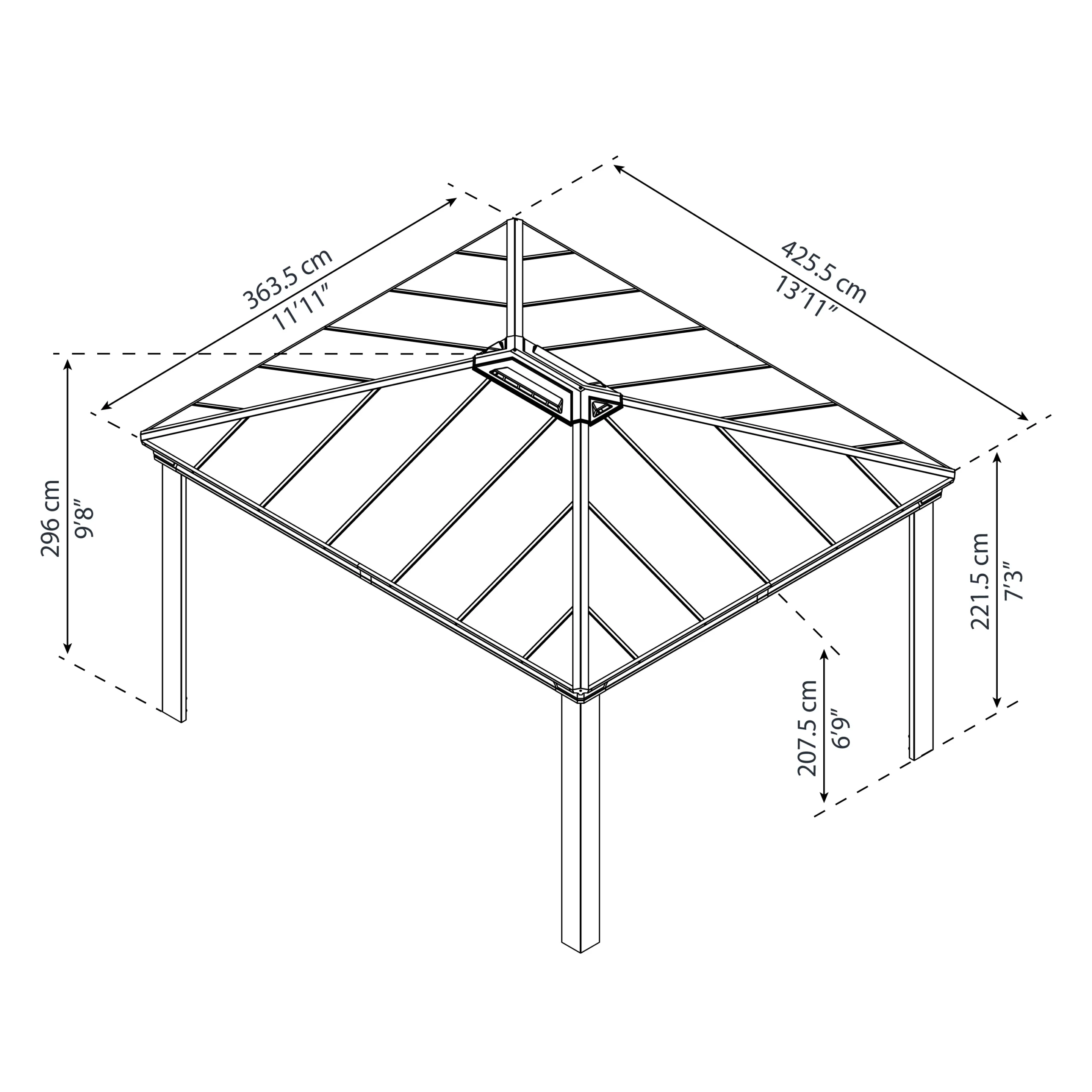 Palram - Canopia Dallas Grey Rectangular Gazebo, (W)4.26m (D)3.64m - Assembly Required 5 Palram - Canopia Dallas Grey Rectangular Gazebo, (W)4.26m (D)3.64m - Assembly Required - Image 3