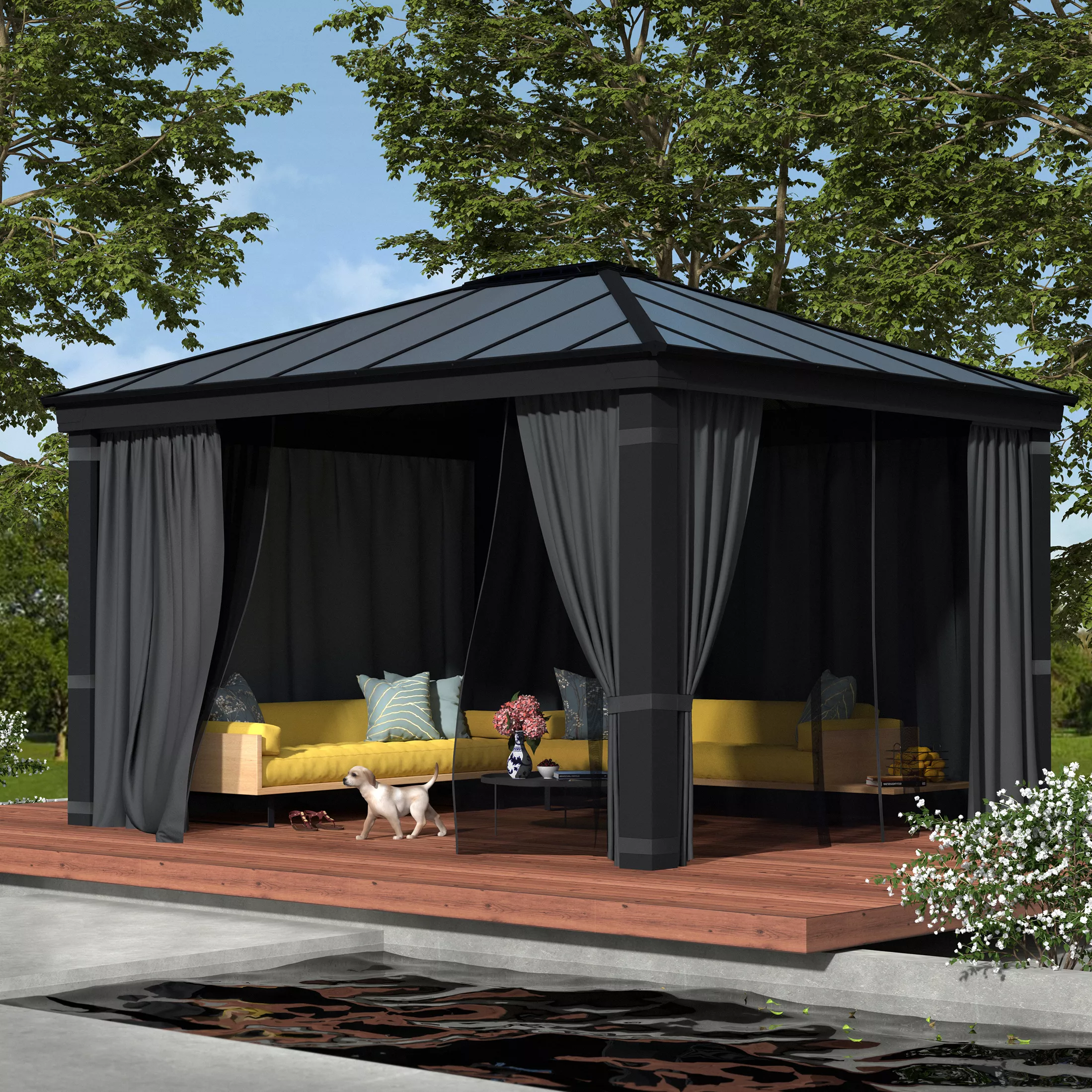 Palram - Canopia Dallas Grey Rectangular Gazebo, (W)4.26m (D)3.64m - Assembly Required 10 Palram - Canopia Dallas Grey Rectangular Gazebo, (W)4.26m (D)3.64m - Assembly Required - Image 8