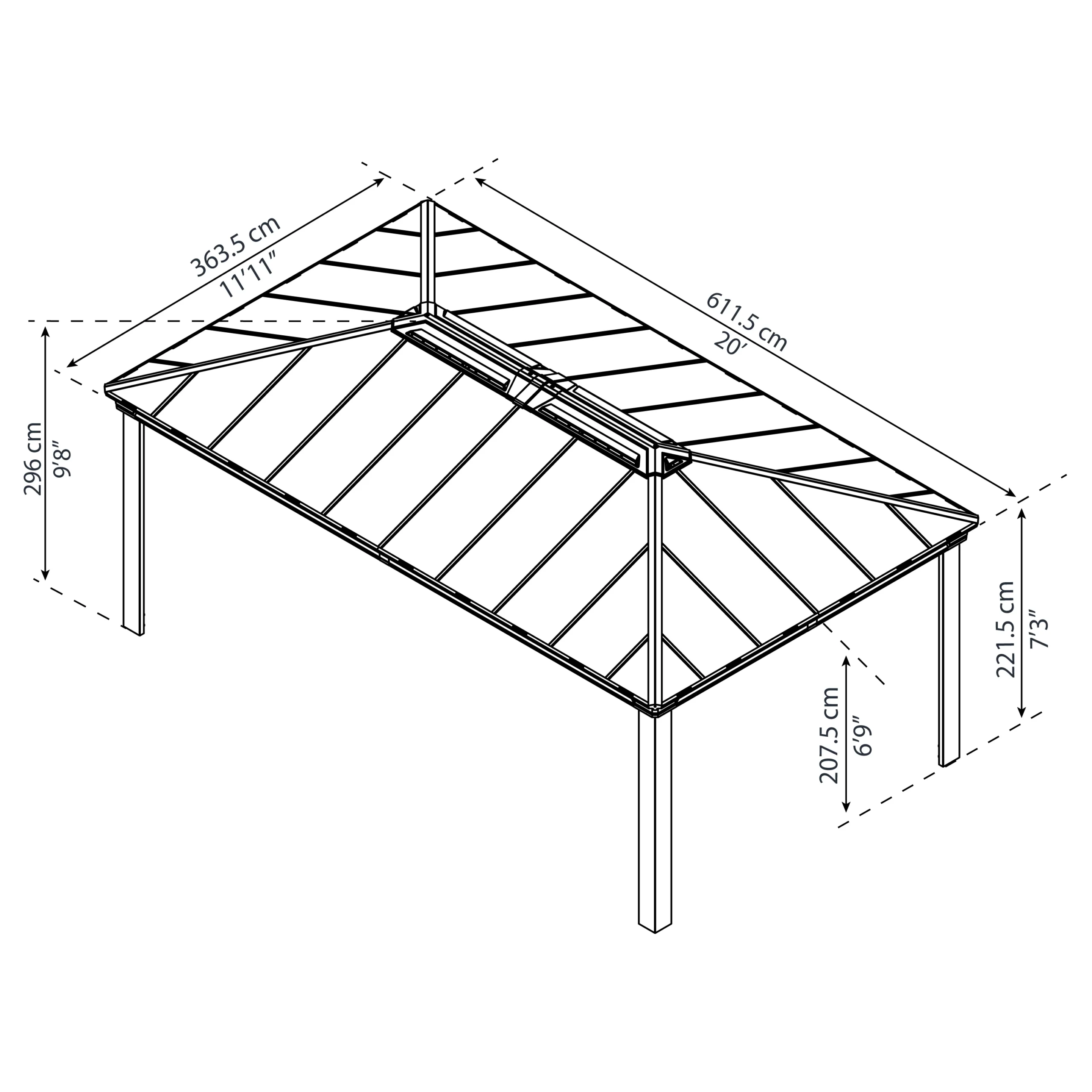 Palram - Canopia Dallas Grey Rectangular Gazebo, (W)6.12m (D)3.64m - Assembly Required 10 Palram - Canopia Dallas Grey Rectangular Gazebo, (W)6.12m (D)3.64m - Assembly Required - Image 8