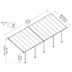 Palram - Canopia Feria Grey Non-retractable Awning, (L)7.87m (H)3.05m (W)3.85m -Greenie Shop palram canopia feria grey non retractable awning l 7 87m h 3 05m w 3 85m7290108134865 01t bq