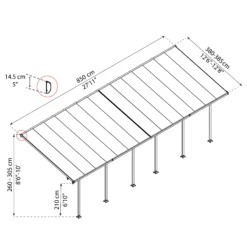 Palram - Canopia Feria White Non-retractable Awning, (L)7.87m (H)3.05m (W)3.85m -Greenie Shop palram canopia feria white non retractable awning l 7 87m h 3 05m w 3 85m7290103122737 01t bq