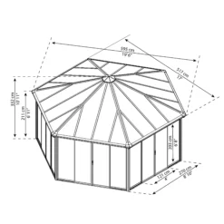 Palram - Canopia Garda Grey Hexagonal Gazebo, (W)5.17m (D)5.95m - Assembly Required -Greenie Shop palram canopia garda grey hexagonal gazebo w 5 17m d 5 95m assembly required7290108137040 01t bq