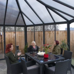 Palram - Canopia Garda Grey Hexagonal Gazebo, (W)5.17m (D)5.95m - Assembly Required -Greenie Shop palram canopia garda grey hexagonal gazebo w 5 17m d 5 95m assembly required7290108137040 03i bq