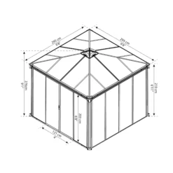 Palram - Canopia Ledro Grey Rectangular Gazebo, (W)2.95m (D)2.95m - Assembly Required -Greenie Shop palram canopia ledro grey rectangular gazebo w 2 95m d 2 95m assembly required7290108136524 01t bq