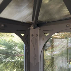 Palram - Canopia Ledro Grey Rectangular Gazebo, (W)2.95m (D)2.95m - Assembly Required -Greenie Shop palram canopia ledro grey rectangular gazebo w 2 95m d 2 95m assembly required7290108136524 05i bq