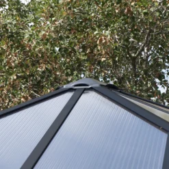 Palram - Canopia Ledro Grey Rectangular Gazebo, (W)2.95m (D)2.95m - Assembly Required -Greenie Shop palram canopia ledro grey rectangular gazebo w 2 95m d 2 95m assembly required7290108136524 09i bq