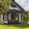 Palram - Canopia Ledro Grey Rectangular Gazebo, (W)4.3m (D)2.96m - Assembly Required -Greenie Shop palram canopia ledro grey rectangular gazebo w 4 3m d 2 96m assembly required7290108139648 02i bq