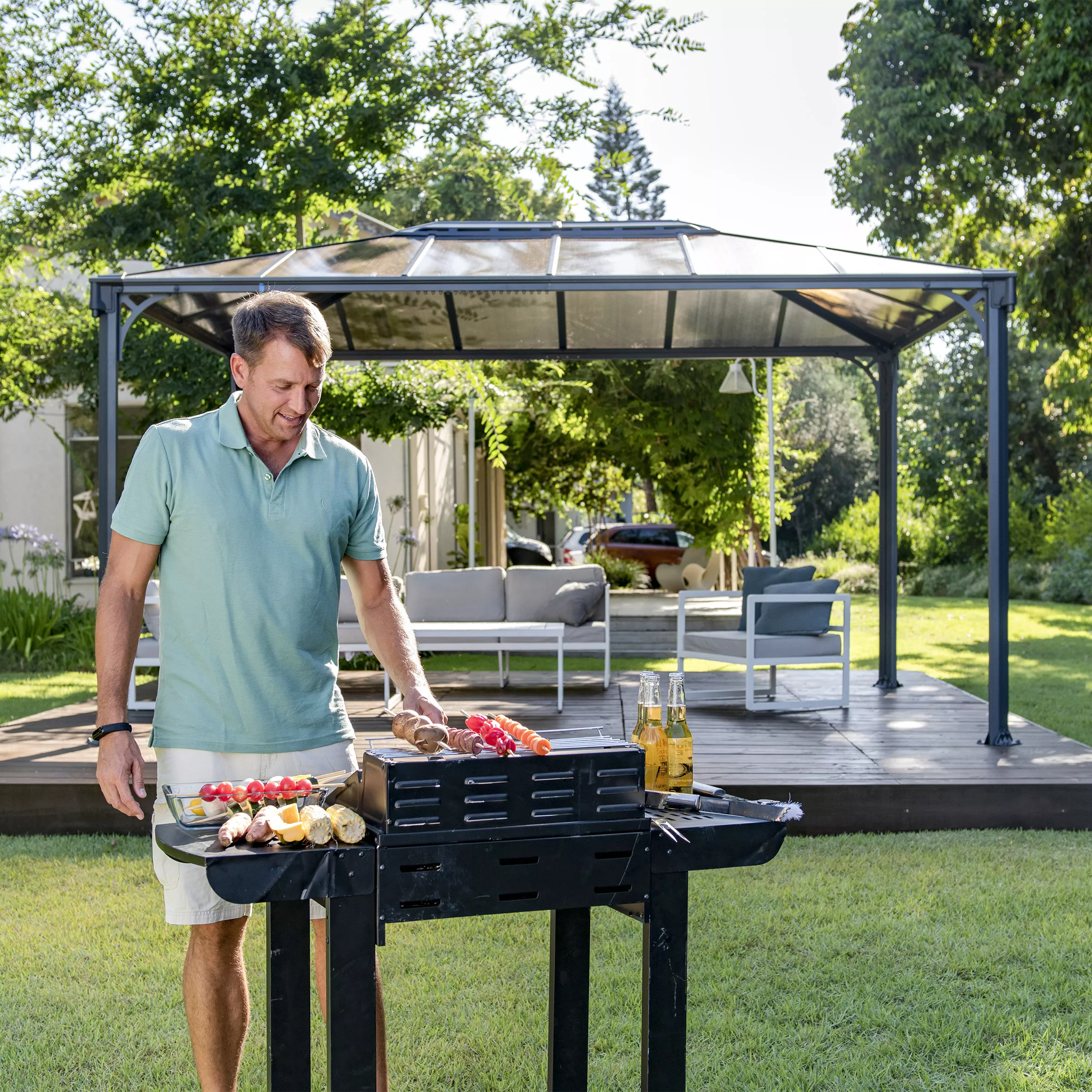 Palram - Canopia Martinique Grey Rectangular Gazebo, (W)4.3m (D)2.96m - Assembly Required 4 Palram - Canopia Martinique Grey Rectangular Gazebo, (W)4.3m (D)2.96m - Assembly Required - Image 2