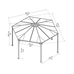 Palram - Canopia Monaco Grey Hexagonal Gazebo, (W)4.5m (D)3.9m - Assembly Required -Greenie Shop palram canopia monaco grey hexagonal gazebo w 4 5m d 3 9m assembly required7290108130232 01t bq