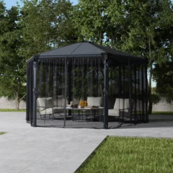 Palram - Canopia Roma Monaco Grey Polyester (PES) Gazebo Netting, Pack Of 6 (L)2170mm (W)2320mm -Greenie Shop palram canopia roma monaco grey polyester pes gazebo netting pack of 6 l 2170mm w 2320mm7290108133547 01i