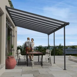 Palram - Canopia Sierra Grey Non-retractable Awning, (L)5.55m (H)3.05m (W)2.99m -Greenie Shop palram canopia sierra grey non retractable awning l 5 55m h 3 05m w 2 99m7290108130317 02i bq