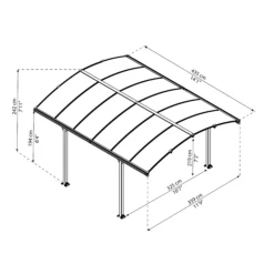 Palram - Canopia Tucson Grey Rectangular Gazebo, (W)4.3m (D)3.59m - Assembly Required -Greenie Shop palram canopia tucson grey rectangular gazebo w 4 3m d 3 59m assembly required7290108601633 01t bq
