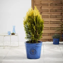 Verve Barcău Blue Ceramic Round Plant Pot (Dia)40cm 7 Verve Barcău Blue Ceramic Round Plant Pot (Dia)40cm -Greenie Shop verve barcau blue ceramic round plant pot dia 40cm5059340327778 01i