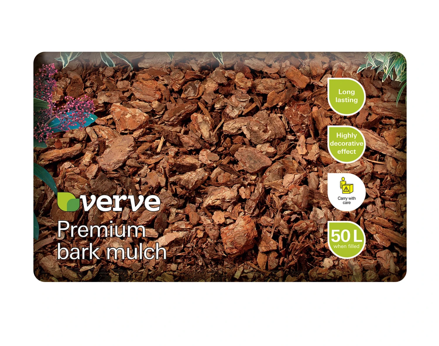 Verve Dark Brown Bark Chippings 50L Bag 3 Verve Dark Brown Bark Chippings 50L Bag